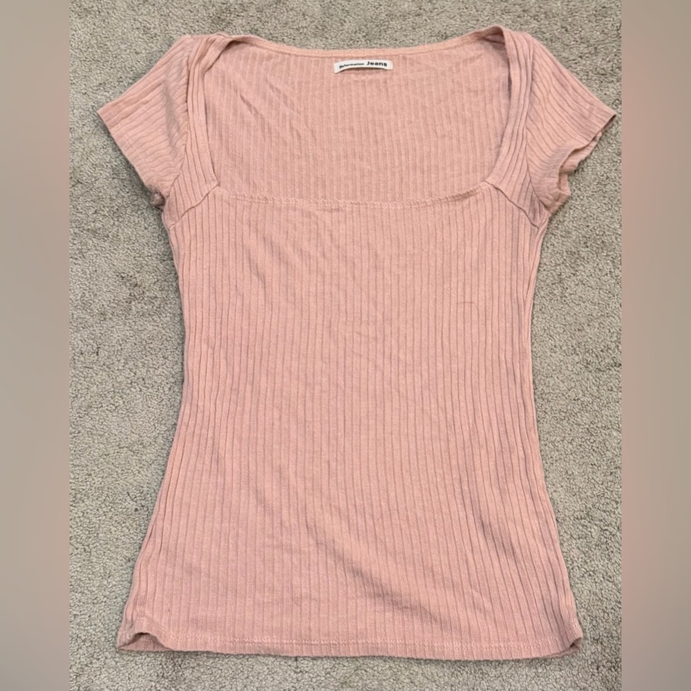 Reformation jeans pink short sleeve top